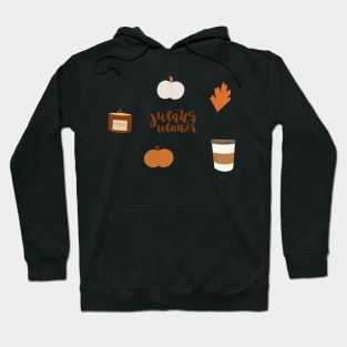 fall illustration pack with pumpkins, coffee, and leaves for autumn Hoodie